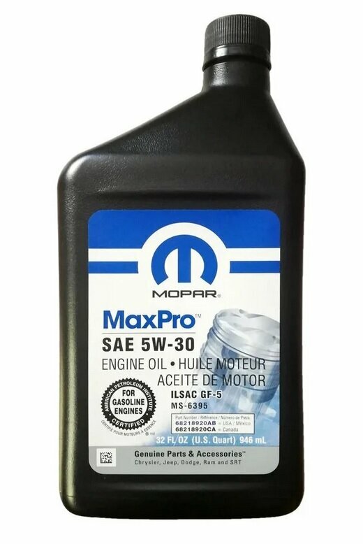 Синтетическое моторное масло Mopar MaxPro SAE 5W-30, 0.946 л