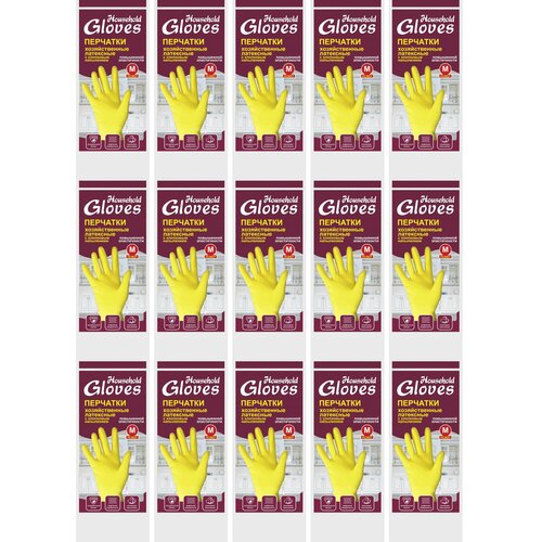 HouseHoldGloves Перчатки хозяйственные размер M , 15 штук