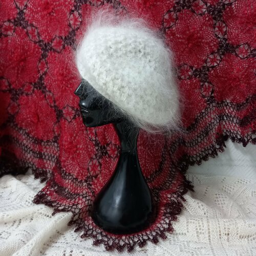 Берет классический Орчанка, демисезон/зима, вязаный, размер 54-58, белый