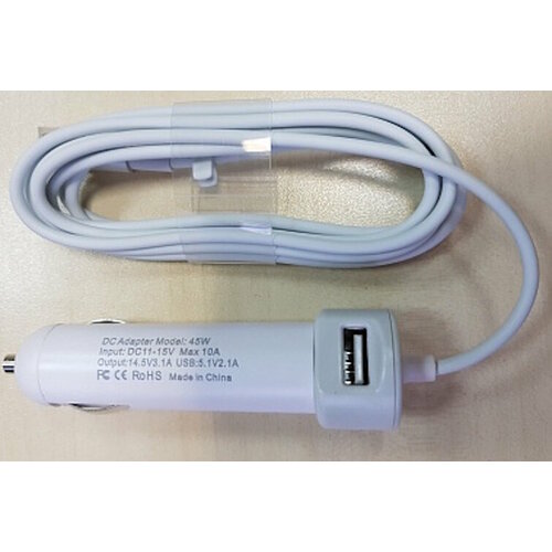 Автомобильная зарядка для ноутбука Apple MagSafe, 45W для A1237, A1304, A1369, A1370 (14.5V, 3.1A) автомобильная зарядка для ноутбука apple magsafe 2 85w для a1398 20v 4 25a