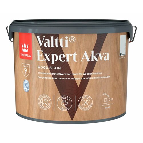 tikkurila антисептик valtti expert akva 9 кг 9 л сосна Антисептик защитно-декоративный Tikkurila Valtti Expert Akva сосна полуматовый 9 л