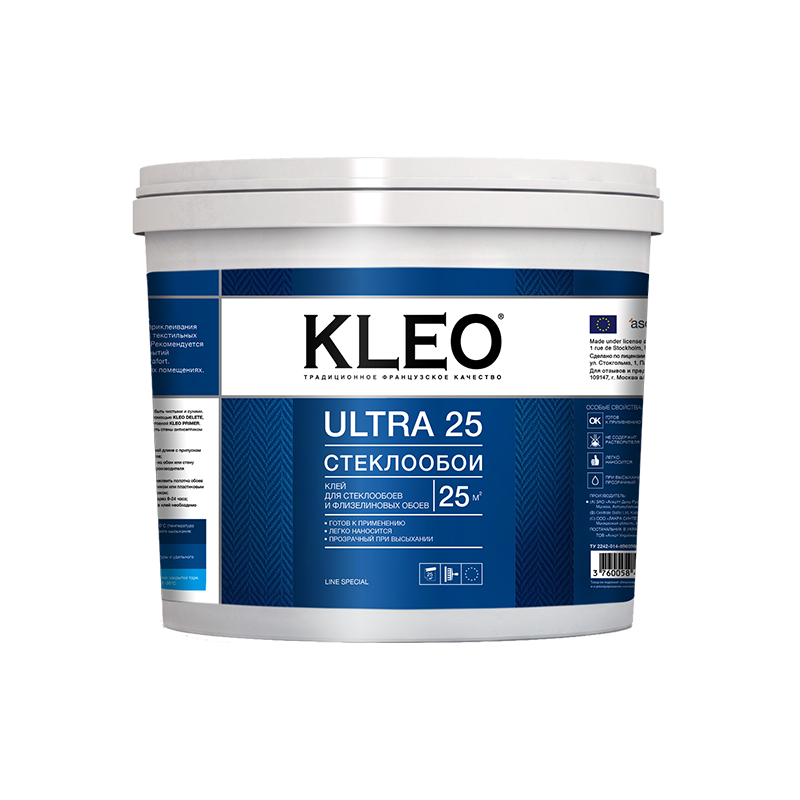 Готовый клей для стеклообоев и стеклохолста KLEO ULTRA 25 5 кг