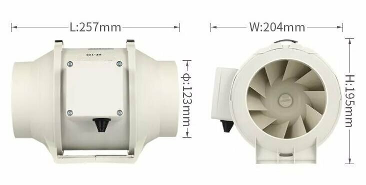 Малошумный канальный вентилятор Dastech HF-125PE (производительность 561 м³/час, давление 513 Па, уровень шума 32 Дб) - фотография № 7