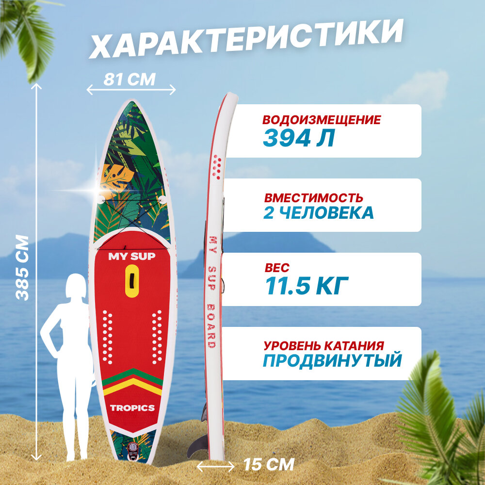 Сап борд надувной двухслойный для плаванья MY SUP 12.6 Tropics / Доска SUP board / Сапборд