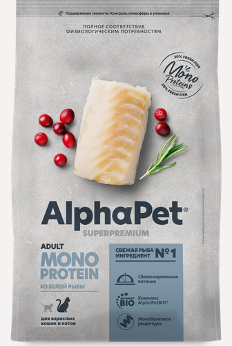 Изображение товара ALPHAPET SUPERPREMIUM MONOPROTEIN Сухой корм для взрослых кошек из Белой рыбы