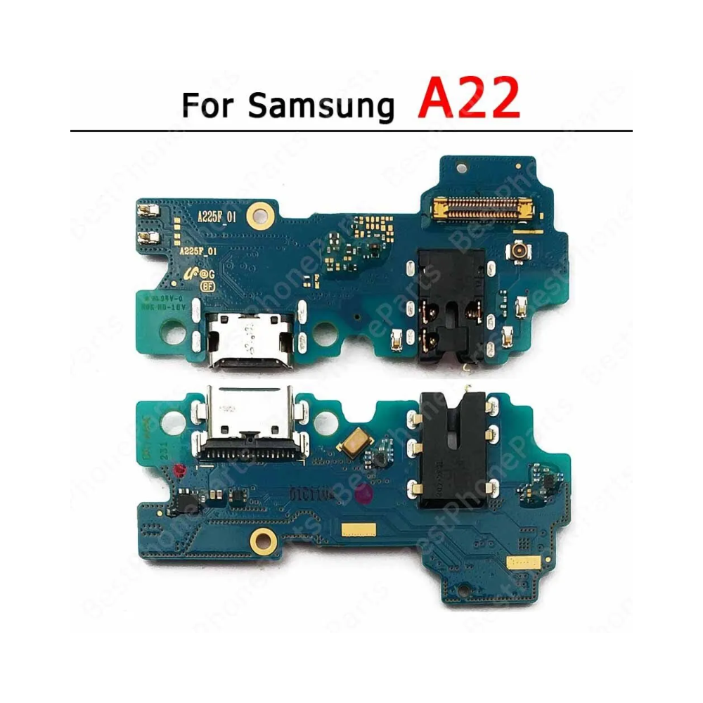 Премиум Нижняя плата (шлейф) / гнездо зарядки для Samsung Galaxy A22 4G (SM-A225F) на системный разъем / микрофон со всеми элементами