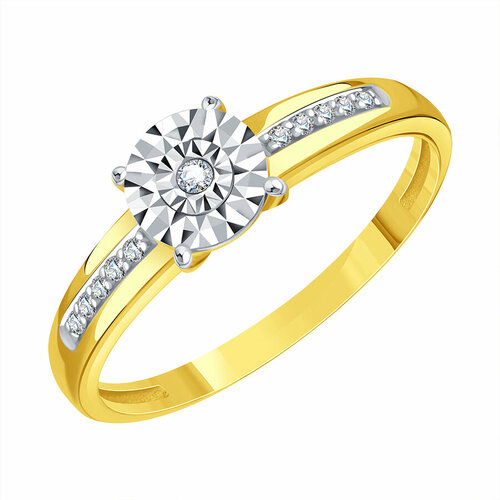 фото Кольцо diamant online, золото, 585 проба, бриллиант, размер 17, бесцветный