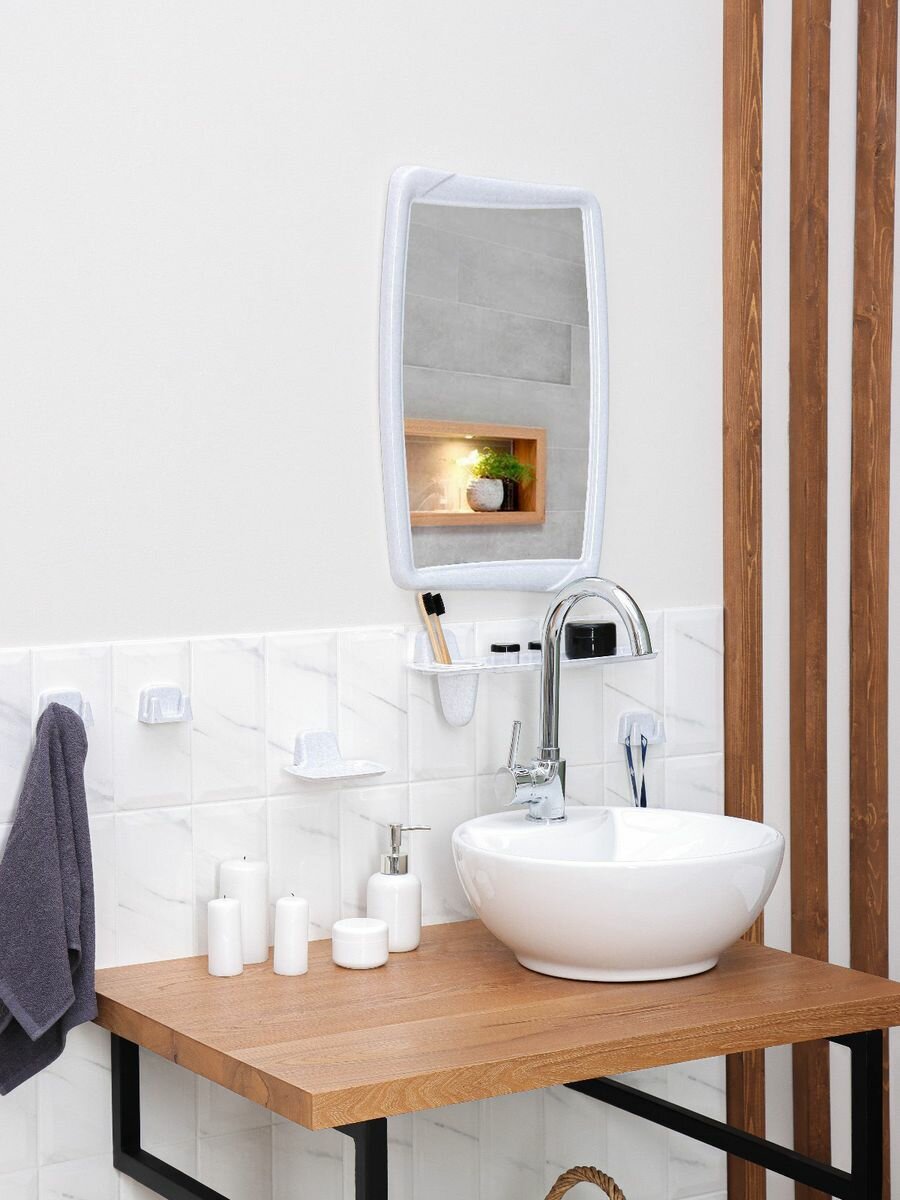Набор для ванной комнаты, цвет белый мрамор - фотография № 5
