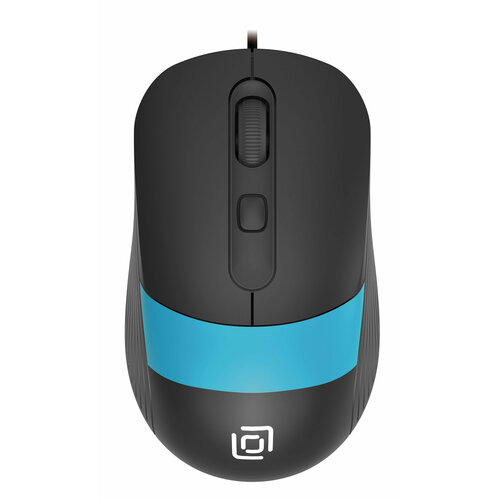 Мышь Оклик 310M черный/синий оптическая (2400dpi) USB для ноутбука (4but) мышь оклик 147m v2 usb черный оптическая 1600dpi usb 4but