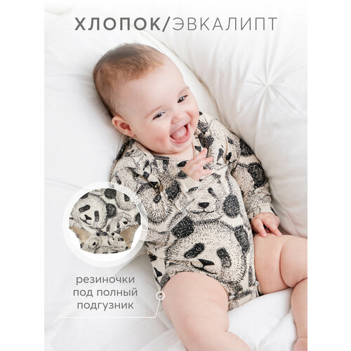 Боди Happy Baby, размер 74, черный, белый