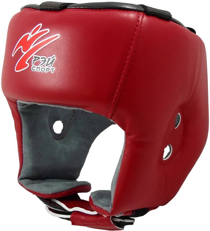 Шлем для единоборств Рэй-спорт БОЕЦ-1,нат.кожа/иск.замша (Красный, S)