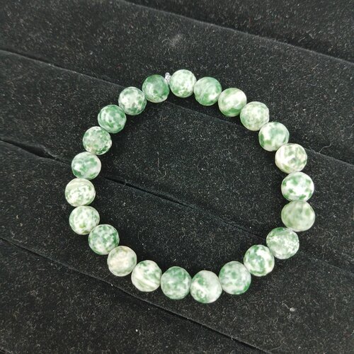 фото Браслет, жадеит, размер 19 см, диаметр 5.8 см, белый, зеленый уральские камни