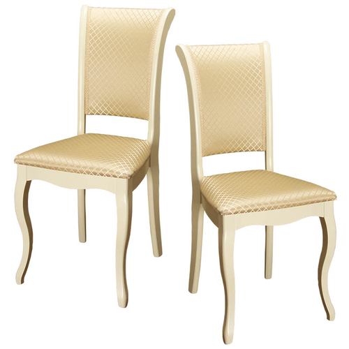 Стул деревянный мягкий со спинкой для кухни и гостиной, Красный Холм С-6 тон 308 крем эмаль, ткань вивальди ромб 02