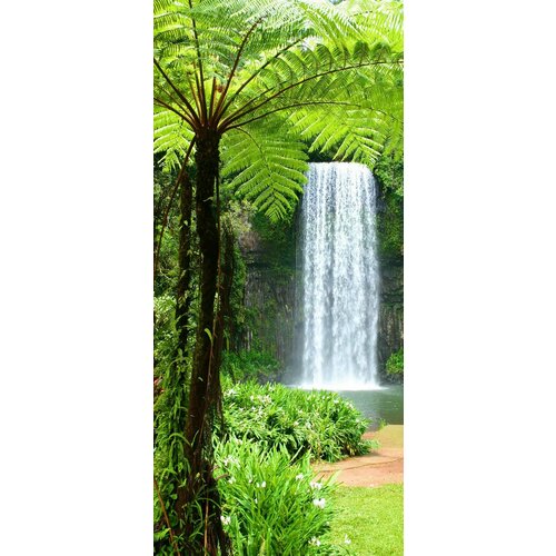 Самоклеящиеся фотообои Лесной водопад в заповеднике, размер: 90x200 см