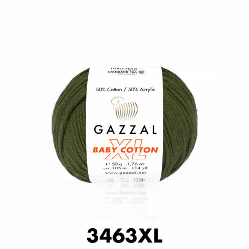 Пряжа Baby Cotton XL Gazzal (3463), 50 г, 105м, 50% хлопок, 50% акрил (2 шт.)