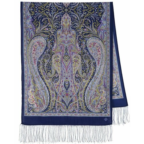 фото Шарф павловопосадская платочная мануфактура для женщин,150х60 см, one size, синий