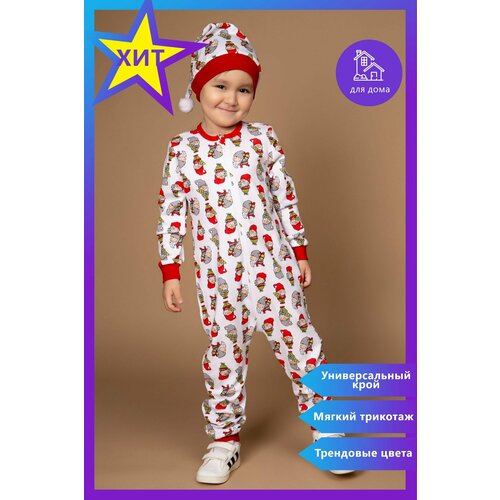 фото Комбинезон little world of alena, размер 134, белый, красный