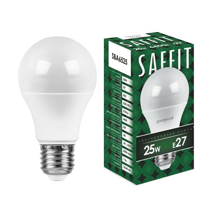 SAFFIT Лампа светодиодная SAFFIT, 25W 230V E27 6400K A65, SBA6525