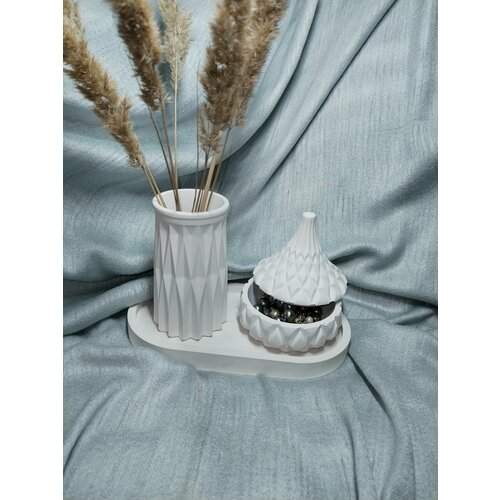 Набор для декора интерьера: ваза и шкатулка для украшений на подставке , для девочек , для женщин