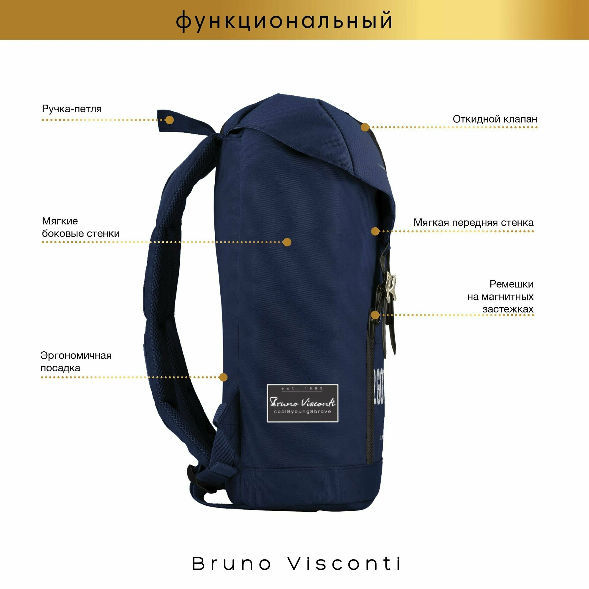 Рюкзак городской Liberty, синий Bruno Visconti - фото №15