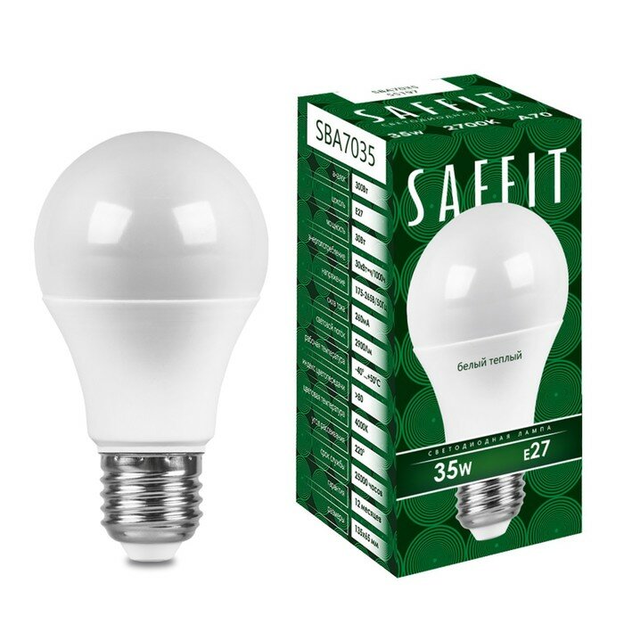 SAFFIT Лампа светодиодная SAFFIT, 35W 230V E27 2700K A70, SBA7035