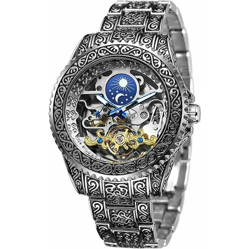 фото Наручные часы forsining forsining watch tourbillon skeleton мужские механические часы мужские наручные роскошные винтажные часы с гравировкой, серебряный