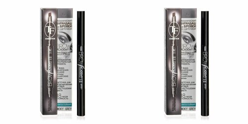 TF cosmetics Карандаш для бровей, механический с щеткой Brow Academy 305 Дымчато-серый, 2 шт