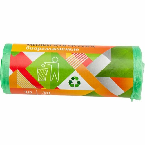 EUROHOUSE Мешки для мусора биоразлагаемые 30лх30 шт ПНД 6 мкм 48х57 см 9078 390₽