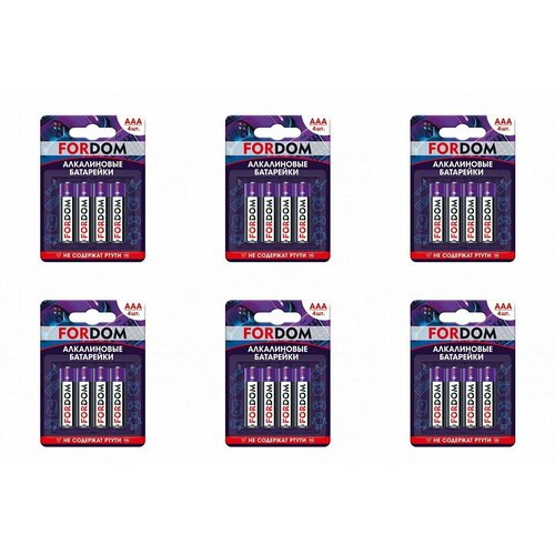 FORDOM Батарейки AAA/LR3 мизинчиковые 4шт, 6 уп.