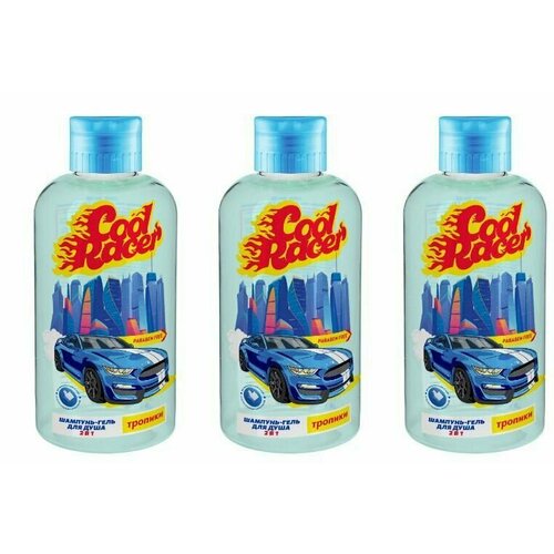 Cool Racer Шампунь-гель для купания детский Тропики 2 в 1, 300 мл, 3 шт