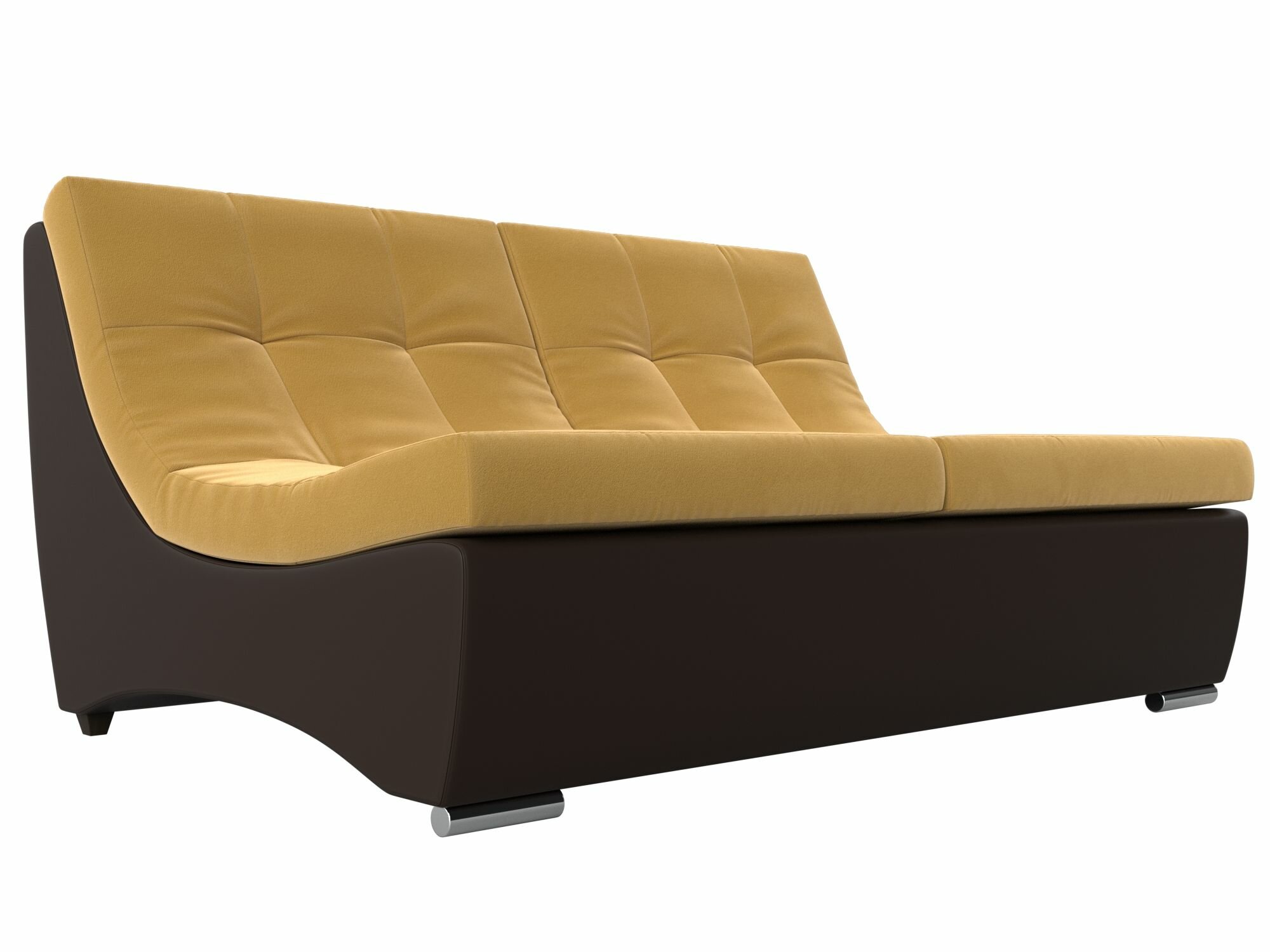 Модуль Монреаль диван, Микровельвет желтый, Экокожа коричневая