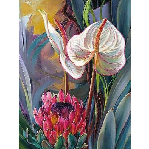 Картина алмазная мозаика тропические цветы 30х40
