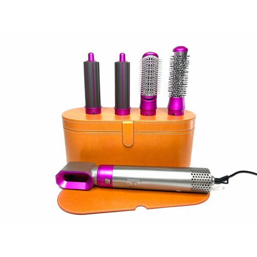Стайлер для волос 5в1 мультистайлер для создания локонов фен выпрямитель укладка с насадками расческа плойка 2468₽