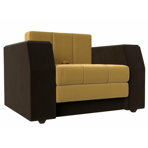 Кресло-кровать Атлантида, Микровельвет желтый и коричневый
