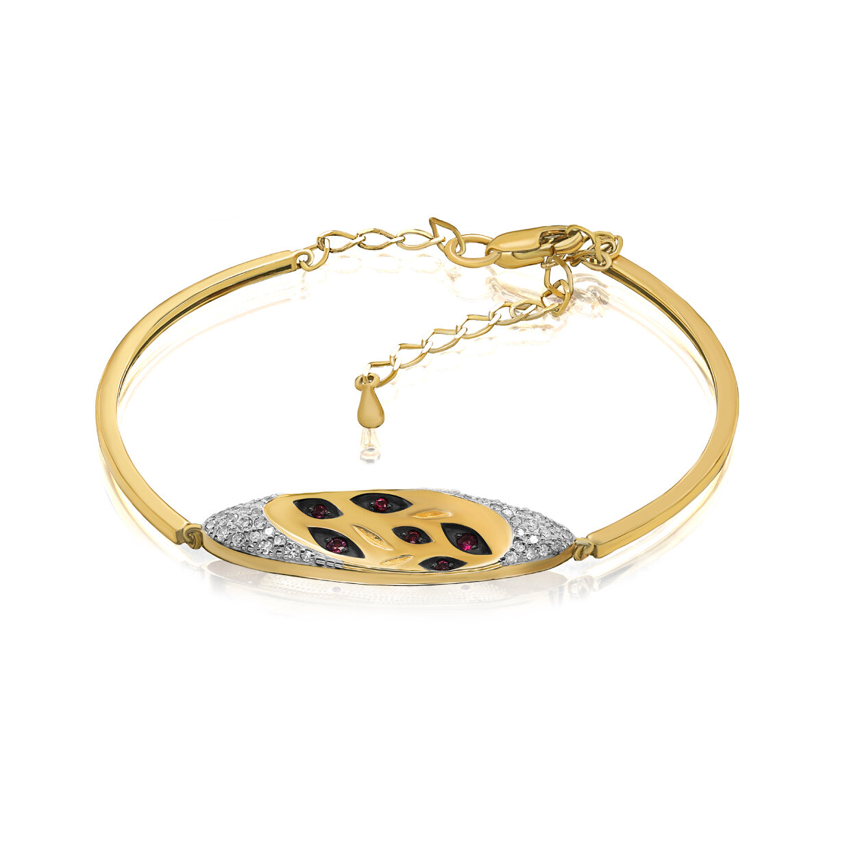 Браслет JEWELIN, желтое золото, 585 проба, бриллиант, рубин