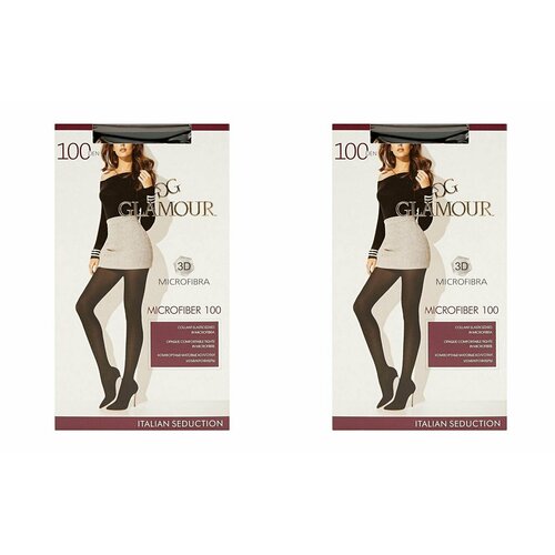 колготки glamour microfiber 100 den размер 3 черный белый Колготки Glamour, 100 den, 2 шт., размер 3, черный