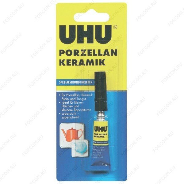 Клей для фарфора и керамики UHU Spezialsekundenkleber Porzellan Keramik специальный cекундный 3 гр. (UHU 47695)