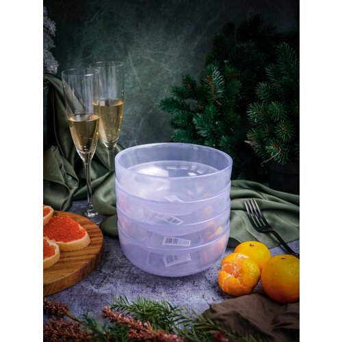 Набор салатников Casa Di Fortuna Leona 750 мл, 4 шт, прозрачно-сиреневый, стекло