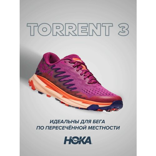 фото Кроссовки hoka, полнота b, размер us8b/uk6.5/eu40/jpn25, фиолетовый, оранжевый