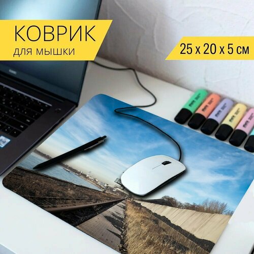 Коврик для мыши с принтом Порт, кран, портовый кран 25x20см.