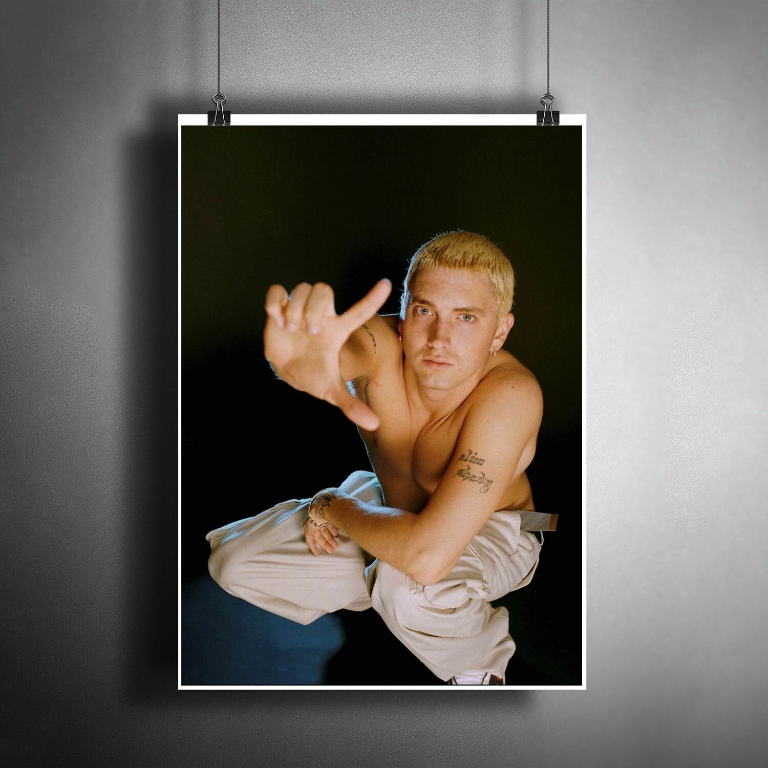 Постер плакат "Музыка: рэпер Эминем. Хип-хоп исполнитель Eminem" / Декор для дома, офиса, комнаты, квартиры, детской A3 (297 x 420 мм)