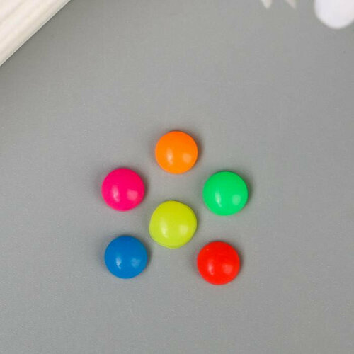 Топсы для творчества пластик Разноцветные кружочки глянец набор 30 шт 0,6х0,6 см