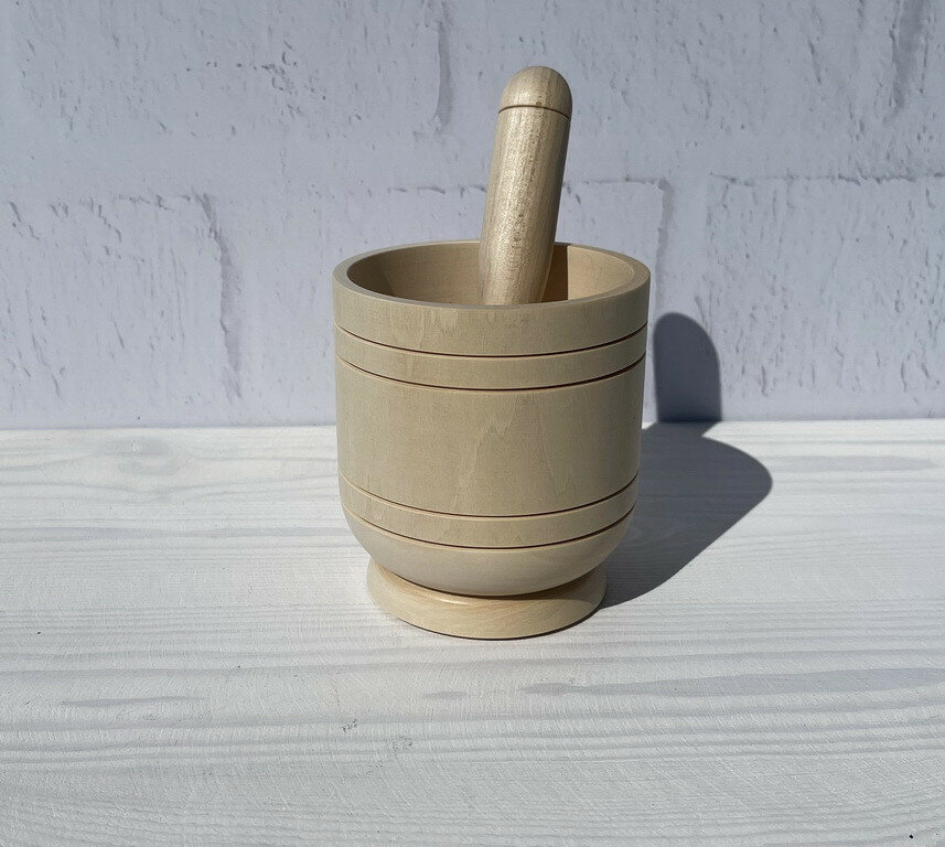 фото Ступка деревянная большая из липы D9,5 H10,5