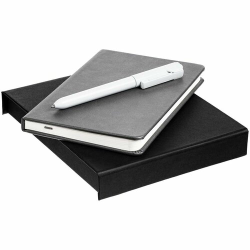 Набор Cluster Mini, серый, 17х14,2х2,1 см, блокнот - искусственная кожа; ручка - пластик