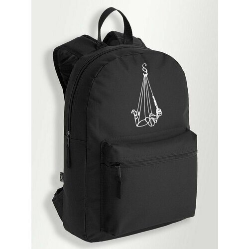 Черный школьный рюкзак с принтом minimal trend - 12