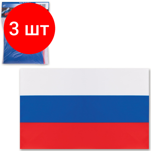 Комплект 3 шт, Флаг России, 70х105 см, карман под древко, упаковка с европодвесом, 550018