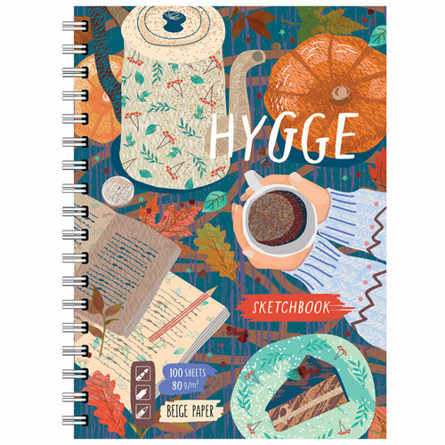 фото Скетчбук 100л. а5 7бц bg "hygge", матовая ламинация, бежевый тонированный блок, тв. обложка.