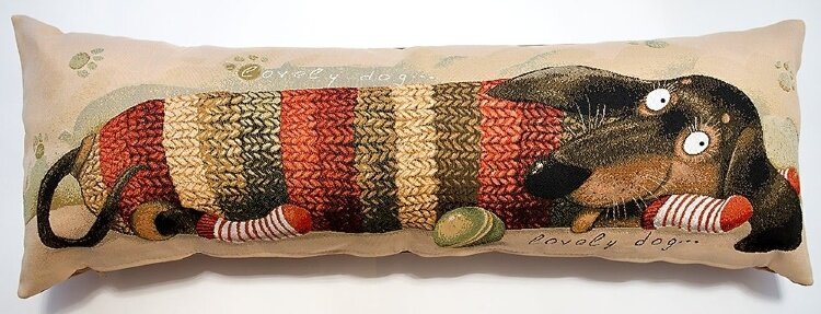 фото Подушка Декоративная Гобеленовая 32х85 "Баловни Такса полоска"