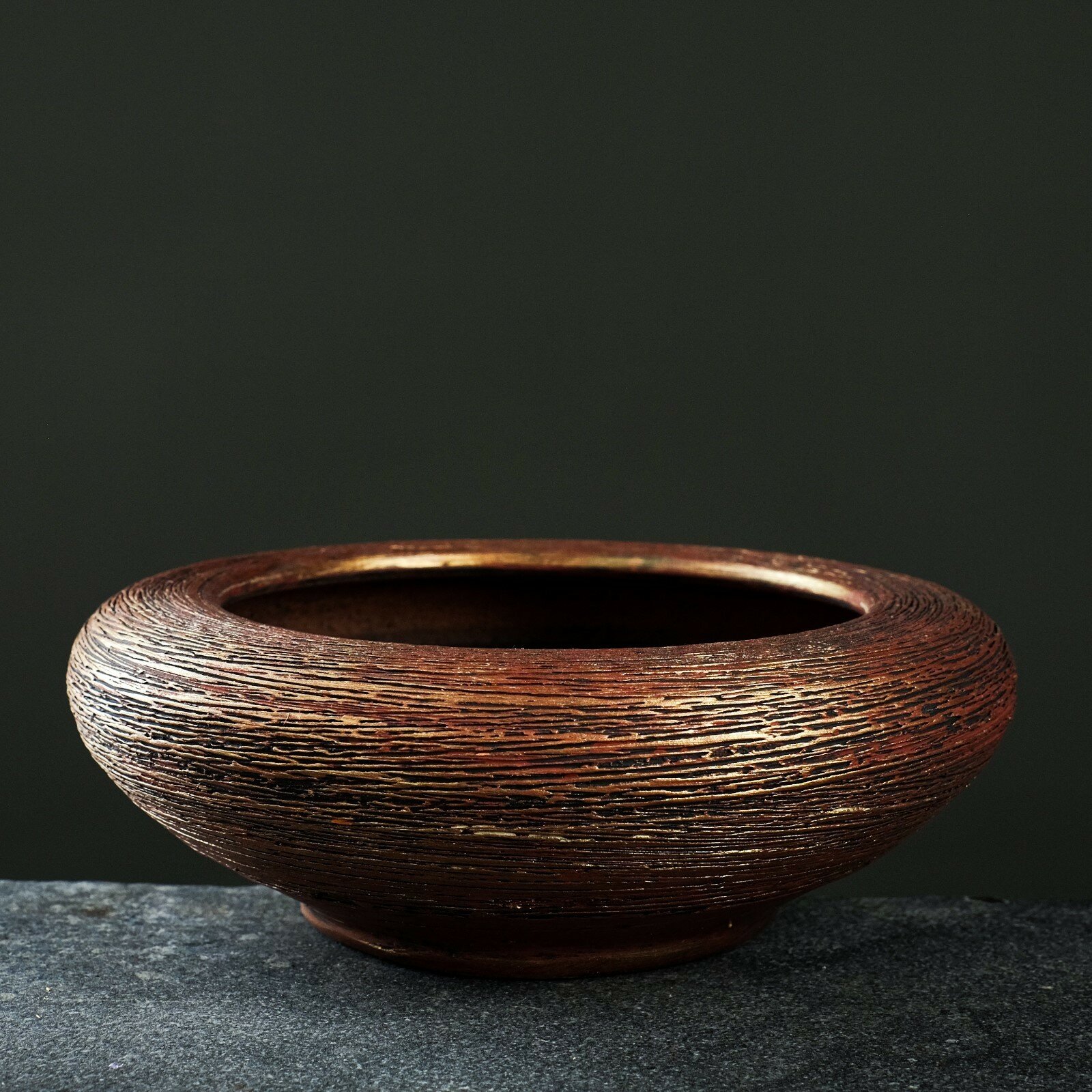 Кашпо для цветов «Плошка» 1.4 л d=22 см h=8 см керамика цвет бронза