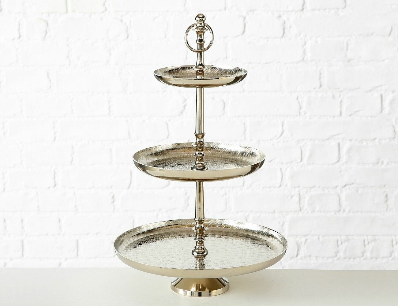 Этажерка для сервировки дэния, алюминий, трехъярусная, серебряная, 31х48 см, Boltze 7066100